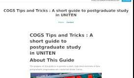
							         COGS Tips and Tricks : A short guide to postgraduate study in UNITEN								  
							    