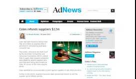 
							         Coles refunds suppliers $12m - AdNews								  
							    