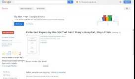 
							         Collected Papers by the Staff of Saint Mary's Hospital, Mayo Clinic								  
							    