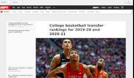
							         College basketball transfer rankings for 2019-20 and 2020-21								  
							    