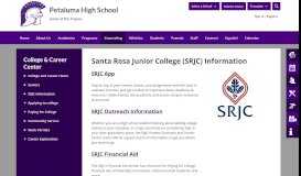 
							         College & Career Center / SRJC Information - Petaluma City Schools								  
							    