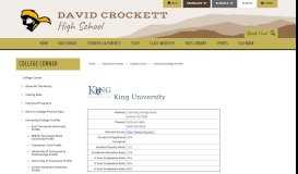 
							         College Corner / King University Profile								  
							    