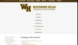 
							         College Information - Watchung Hills Regional High School								  
							    