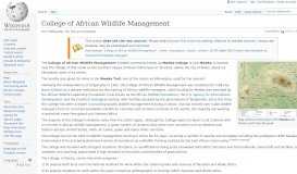 
							         College of African Wildlife Management - Wikipedia								  
							    