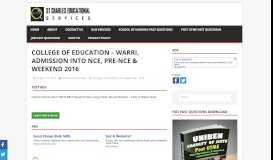 
							         COLLEGE OF EDUCATION – WARRI, ADMISSION INTO NCE, PRE ...								  
							    