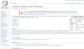 
							         College of Health Care Professions - Wikipedia								  
							    