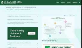 
							         College Registrar's Office Students Services - De La Salle Lipa								  
							    