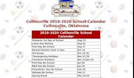 
							         Collinsville School Calendar 2018-2019; Collinsville, Oklahoma								  
							    