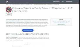 
							         Colorado Business Entity Search | Corporation | LLC | Partnership |								  
							    
