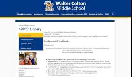 
							         Colton Library – Library – Walter Colton Middle School								  
							    