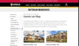 
							         Columbia Lake Village | Waterloo Residences | University of Waterloo								  
							    