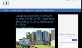 
							         Columbus Regional Healthcare to Implement Cerner Integrated EHR								  
							    