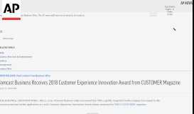 
							         Comcast Business Receives 2018 Customer Experience ... - AP News								  
							    