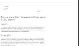 
							         Command and Query Responsibility Segregation (CQRS) pattern ...								  
							    