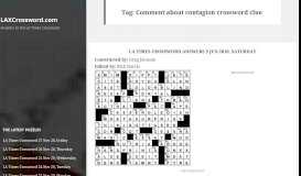 
							         Comment about contagion crossword clue Archives - LAXCrossword ...								  
							    