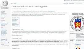 
							         Commission on Audit of the Philippines - Wikipedia								  
							    