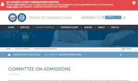 
							         Committee on Admissions | District of Columbia Courts								  
							    