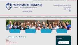 
							         Common Health Topics: - Framingham Pediatrics - Pediatrics for ...								  
							    
