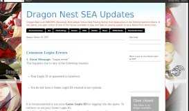 
							         Common Login Errors - Dragon Nest SEA Updates								  
							    