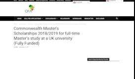 
							         Commonwealth Master's Scholarships 2019 for full-time Master's study ...								  
							    