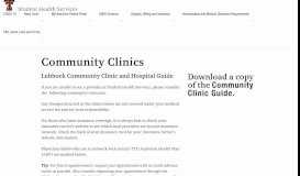 
							         Community Clinics | Student Health Services | TTU								  
							    