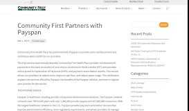 
							         Community First Partners with Payspan - Community First Health Plans								  
							    
