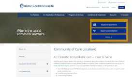 
							         Community of Care Locations | Boston Children's Hospital								  
							    