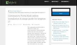 
							         Community Portal Kodi addon installation & usage guide for krypton 17								  
							    