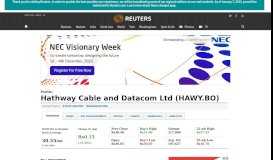 
							         Company Profile for Hathway Cable and Datacom Ltd - Reuters India								  
							    