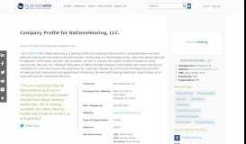 
							         Company Profile for NationsHearing, LLC. | Business Wire								  
							    