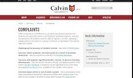 
							         Complaints - Policies | Calvin College								  
							    