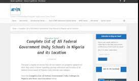 
							         Complete List of All Federal Government Unity Schools ... - Legit Portal								  
							    