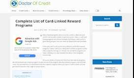 
							         Complete List of Card-Linked Reward Programs - Doctor Of Credit								  
							    