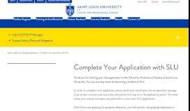 
							         Complete Your Application with SLU : SLU								  
							    