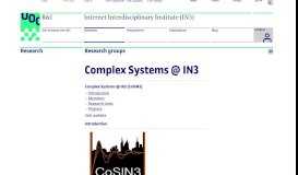 
							         Complex Systems @ IN3 - UOC								  
							    
