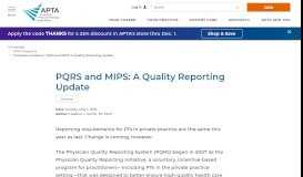 
							         Compliance Matters: PQRS and MIPS: A Quality Reporting Update								  
							    