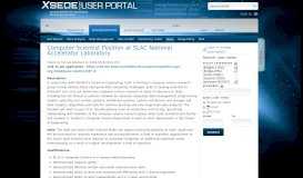 
							         Computer Scientist Position at SLAC National ... - XSEDE User Portal								  
							    