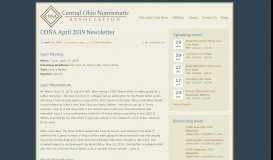 
							         CONA April 2019 Newsletter – Central Ohio Numismatic Association								  
							    