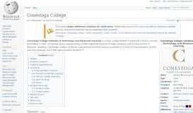 
							         Conestoga College - Wikipedia								  
							    