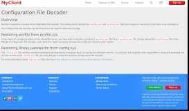 
							         Configuration File Decoder | MyClient, the ultimate management portal ...								  
							    