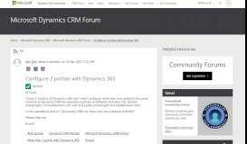 
							         Configure 2 portals with Dynamics 365 - Microsoft Dynamics CRM ...								  
							    