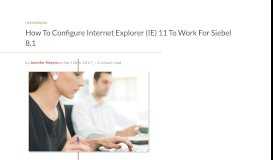 
							         Configure IE 11 To Work With Siebel 8.1 - Perficient Blogs								  
							    