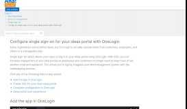 
							         Configure single sign-on for your ideas portal with OneLogin – Aha ...								  
							    