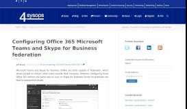 
							         Configuring Office 365 Microsoft Teams and Skype for Business ...								  
							    