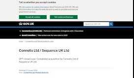 
							         Connells Ltd / Sequence UK Ltd - GOV.UK								  
							    