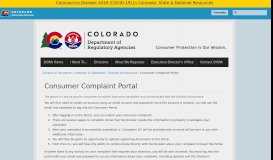 
							         Consumer Complaint Portal | Department of Regulatory Agencies								  
							    