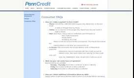
							         Consumer FAQs - Penn Credit								  
							    