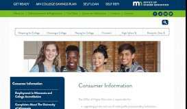 
							         Consumer Information - Minnesota Office of Higher Education								  
							    