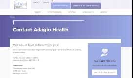 
							         Contact | Adagio Healthcare - Care for All Women								  
							    