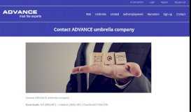 
							         Contact ADVANCE umbrella company | ADVANCE								  
							    